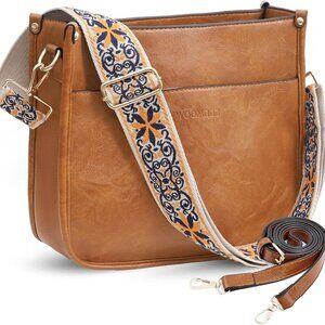 Hobo Handbag for Women Vegan Leather Crossbody Bags Trendy Shoulder Bag with 2 A